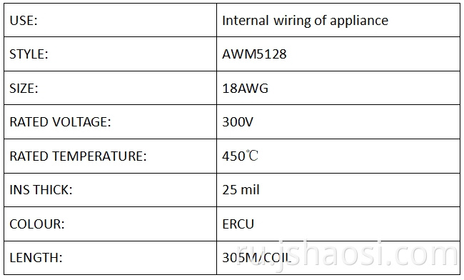 Mica wrapped wire AWM5128 18# ERCU
